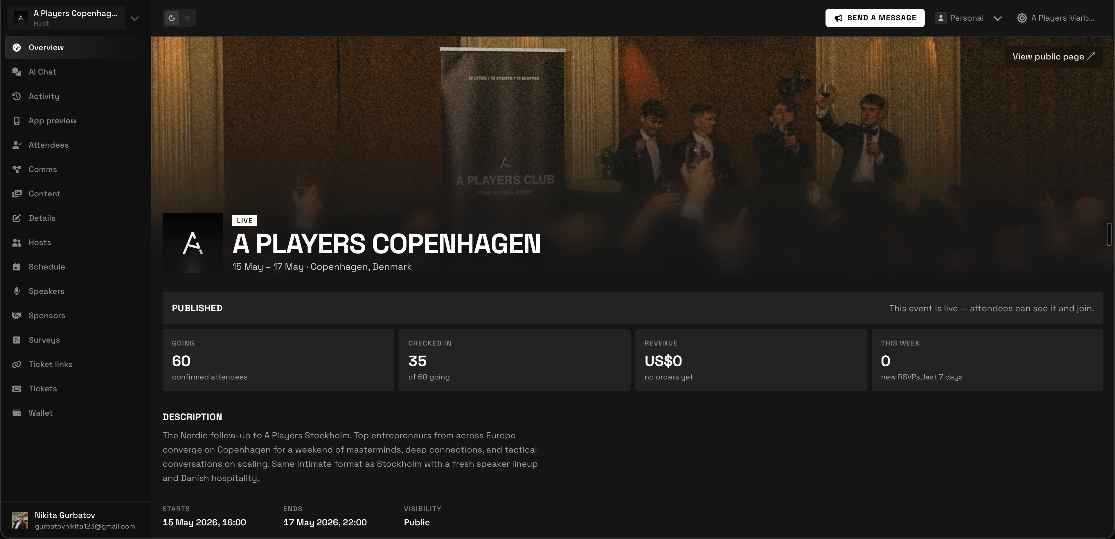 Confexio event dashboard